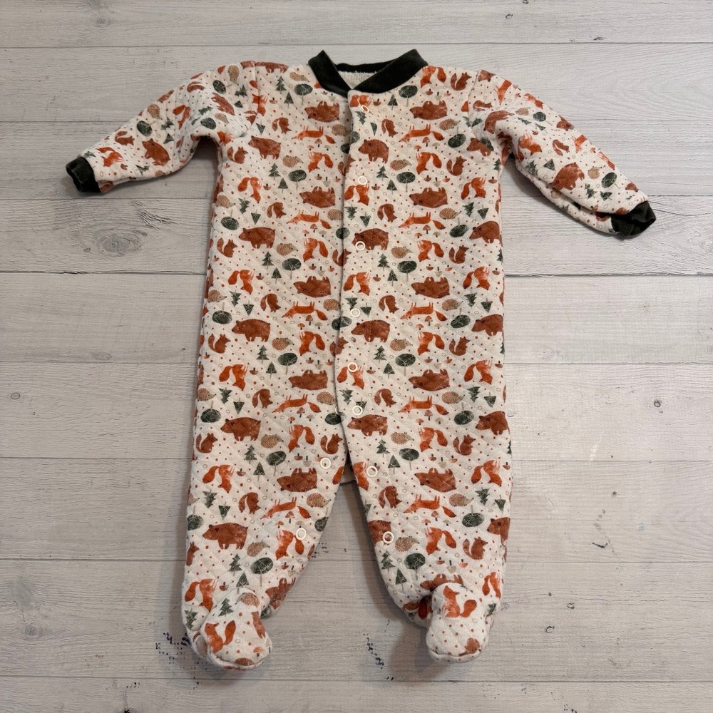 Chickpea baby quilted footed sleeper woodland animals 6-9 months